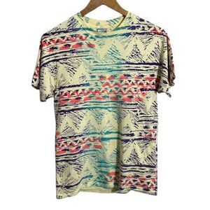 VTG 90s OP Ocean Pacific T Shirt Mens S Short Sleeve AOP All Over Print Surf